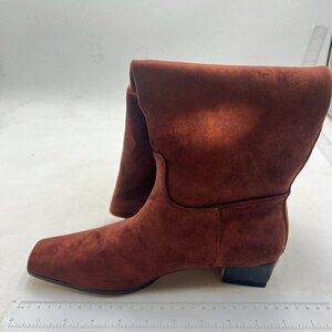 Women Closed Square Toe Knee High Boot Wide Calf Low Chunky Heels Flat Long Boot